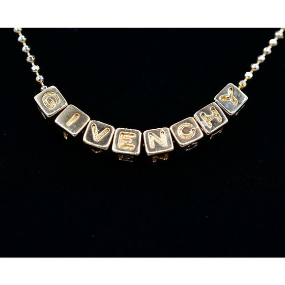 Givenchy Vintage Block Letter Logo Necklace Namesake Charms Gold Signed 90s BinM - Picture 1 of 12